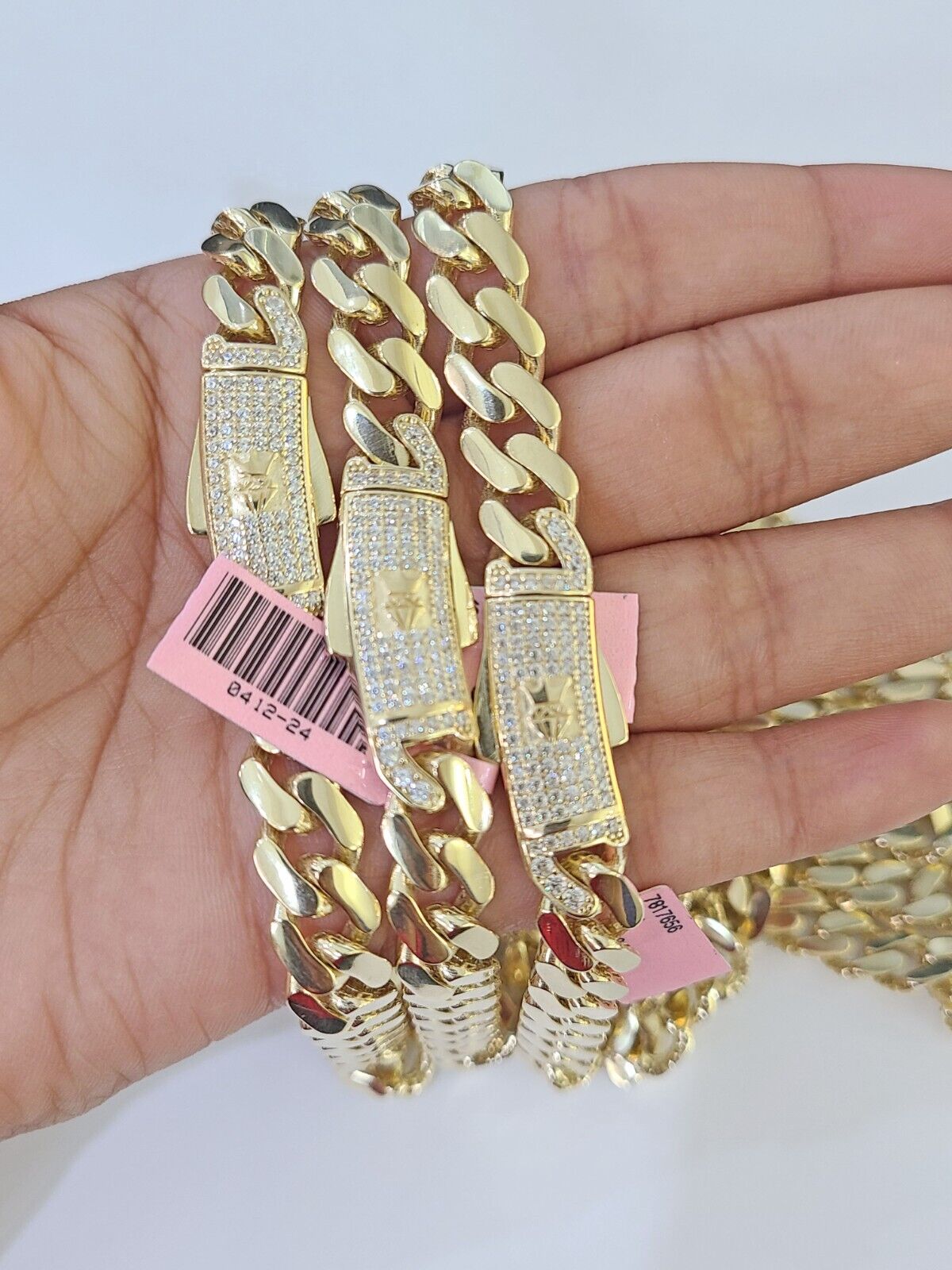 Real 14k Royal Monaco Link Chain 9mm 20 - 26 inches Yellow Gold Genuine - GoldenlinQ